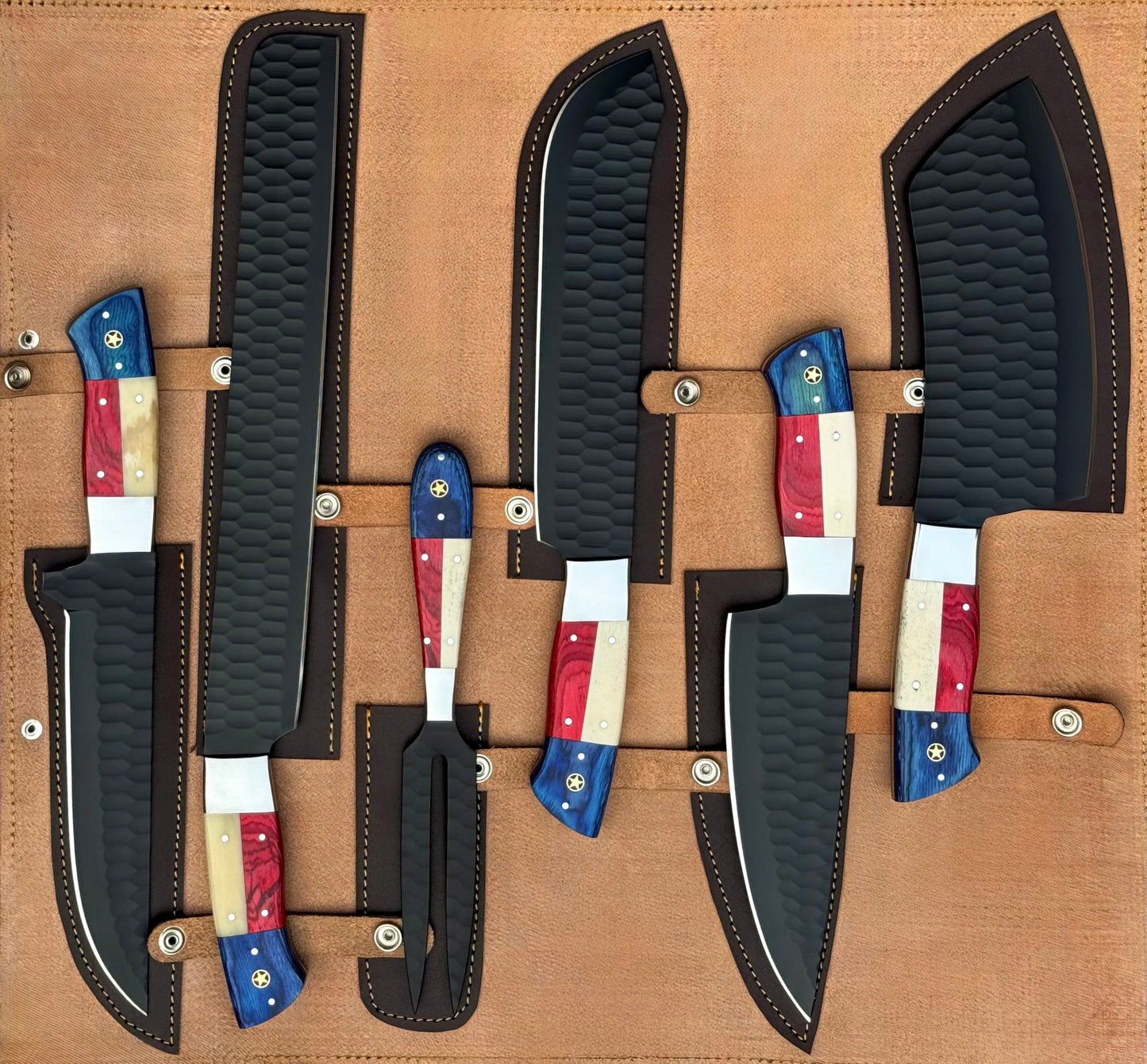 Stainless Steel DLC Coated 6 Pieces Chef Set With Texas Handle – AB-00157