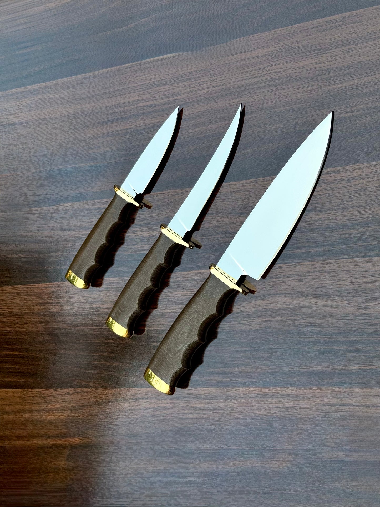 440C High-Carbon Stainless Steel Custom Knife Set with G10 Handle & Wooden Knife Block – AB-00248