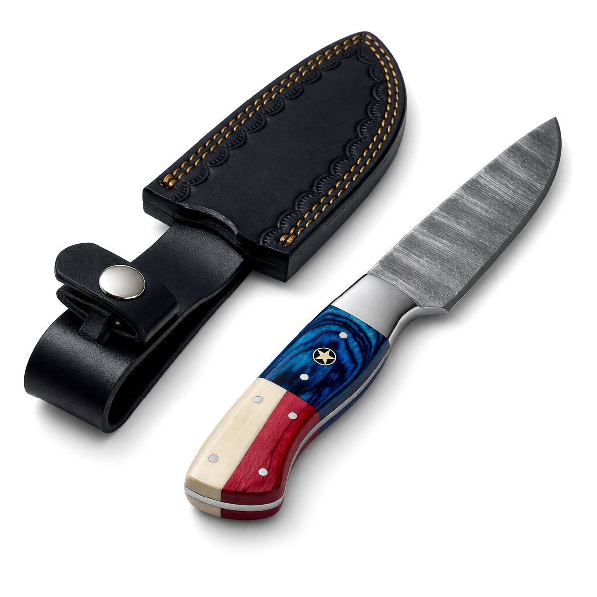 Damascus Steel Steak Knife with Texas Handle – AB-00252