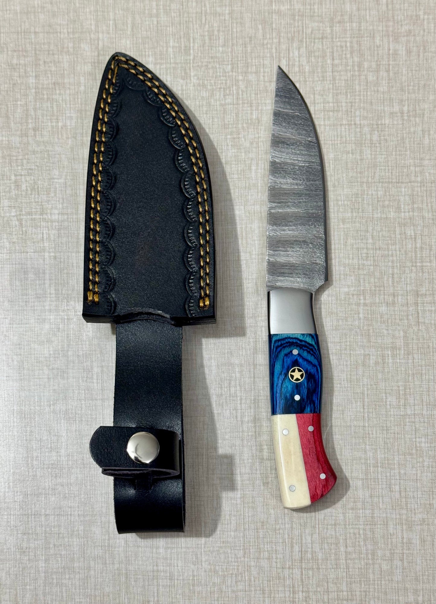 Damascus Steel Steak Knife with Texas Handle – AB-00252