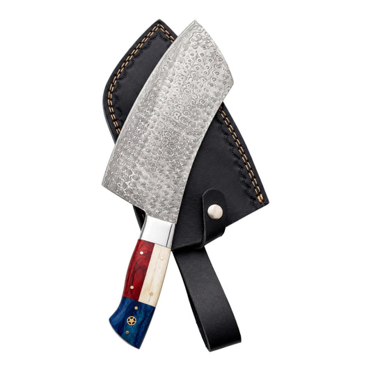 Handmade Damascus Steel Meat Cleaver with Texas Handle – AB-00240