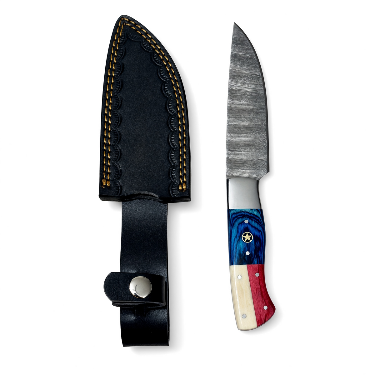 Damascus Steel Steak Knife with Texas Handle – AB-00252