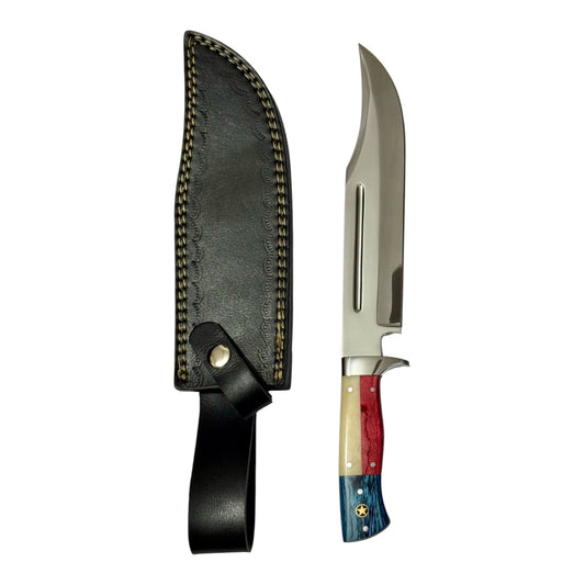 Stainless Steel Mirror Polished Crocodile Hunting Bowie Knife With Texas Handle – AB-00256