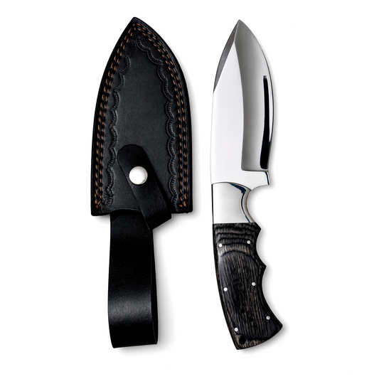 Handmade Stainless Steel Hunting Knife with Black Wooden Handle – AB-00207
