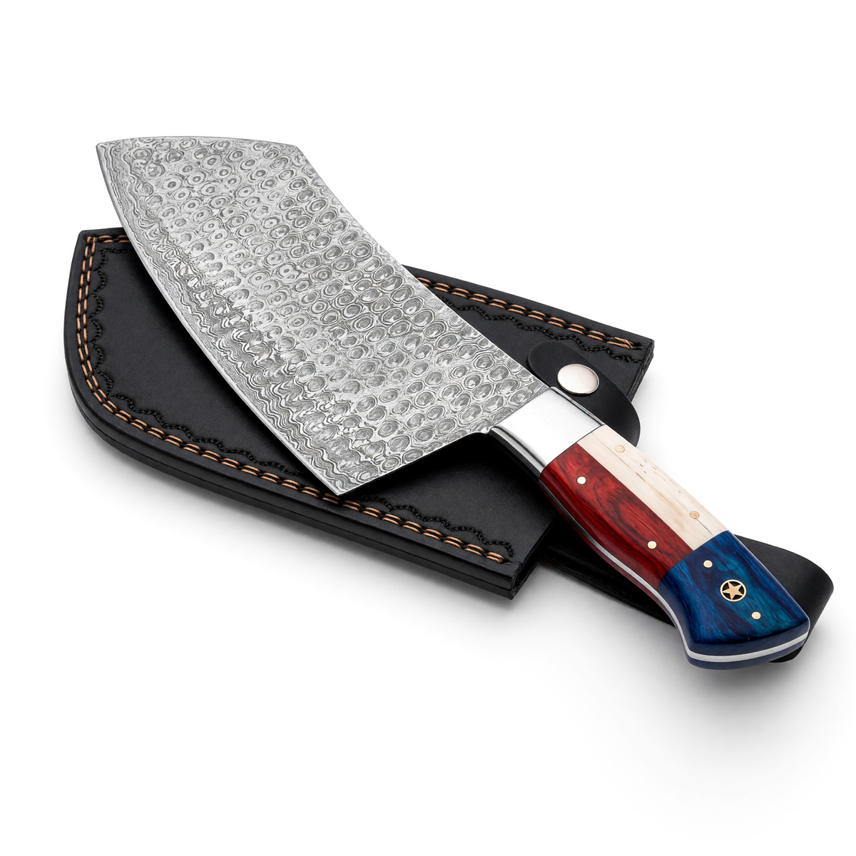 Handmade Damascus Steel Meat Cleaver with Texas Handle – AB-00240