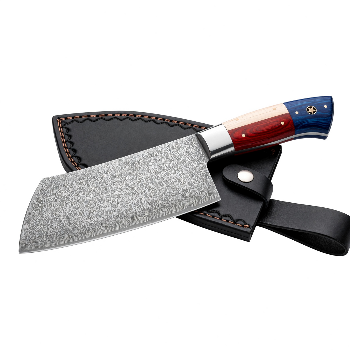 Handmade Damascus Steel Meat Cleaver with Texas Handle – AB-00240