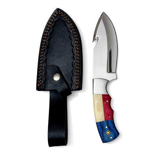 Stainless Steel Gut Hook Hunting Knife With Texas Handle – AB-00236