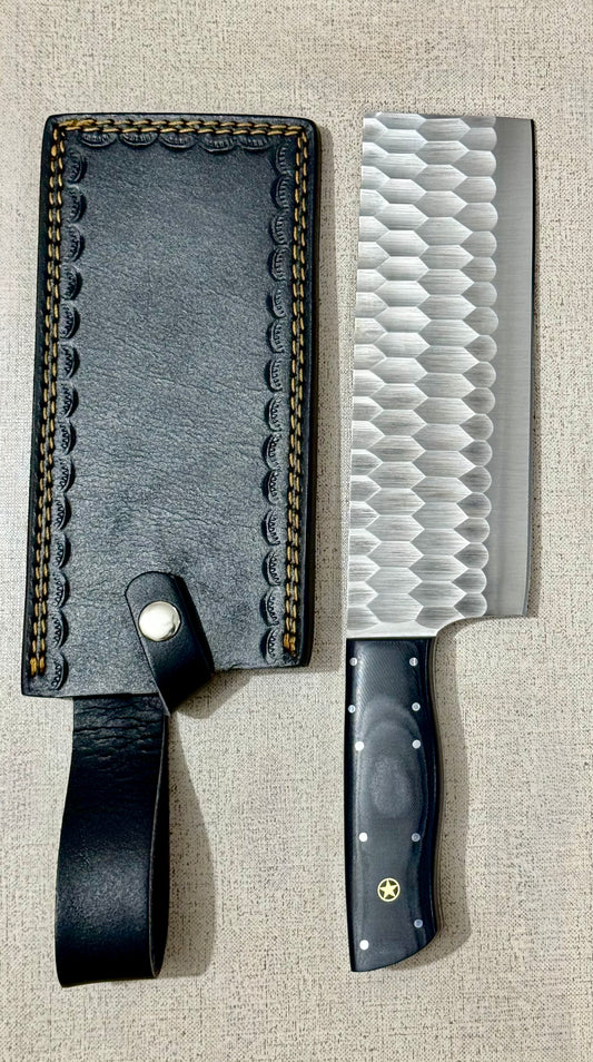Stainless Steel Premium Quality Nakiri Knife with Black Micarta Handle – AB-00233