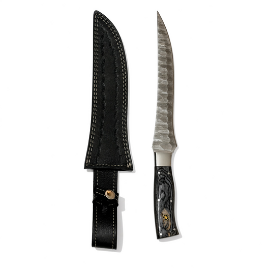 Damascus Steel Fillet Knife With Black Wooden Handle – AB-00260
