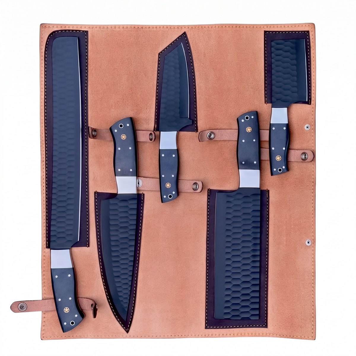 Stainless Steel DLC Coated Chef Knife Set with Black Micarta Handle – AB-00244