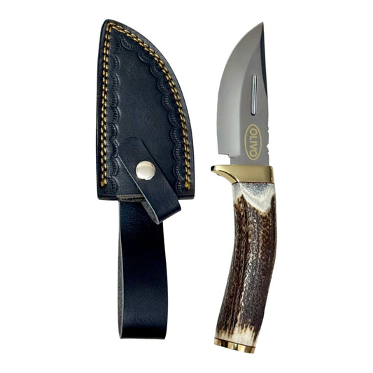 Stainless Steel EDC Hunting Skinner Knife With Stag Antler Handle & Custom Engraving – AB-00257