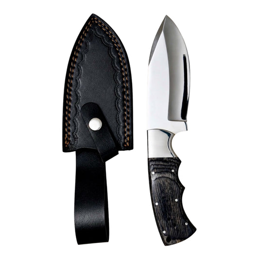 Handmade Stainless Steel Hunting Knife with Black Wooden Handle – AB-00207