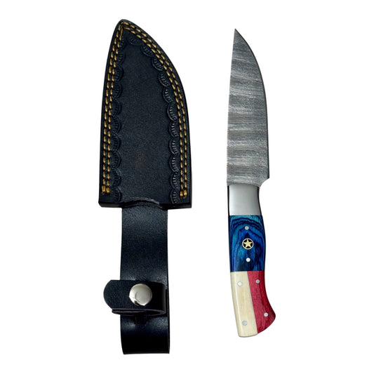Damascus Steel Steak Knife with Texas Handle – AB-00252