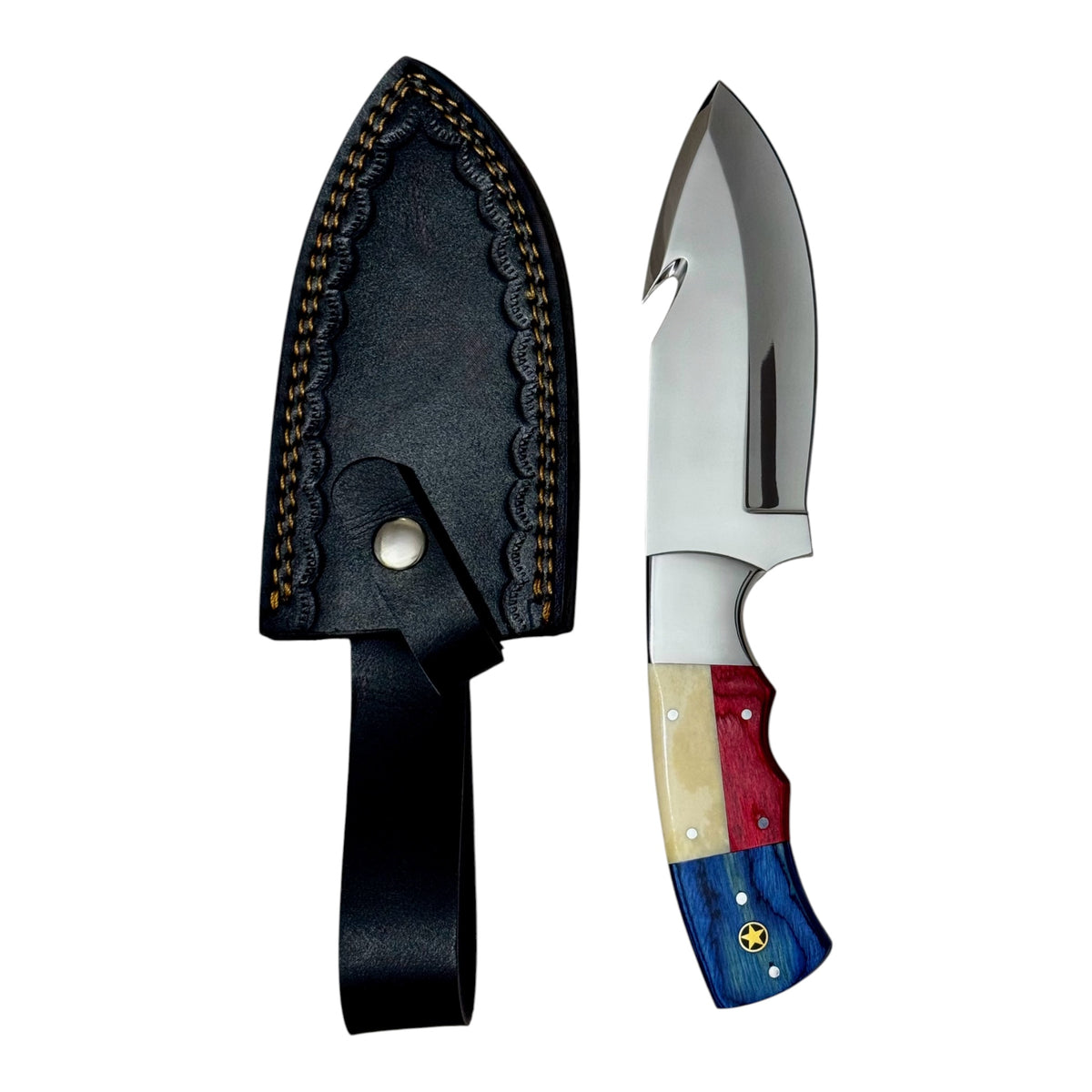Stainless Steel Gut Hook Hunting Knife With Texas Handle – AB-00236