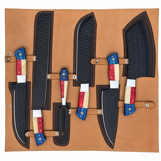Stainless Steel DLC Coated 6 Pieces Chef Set With Texas Handle – AB-00157