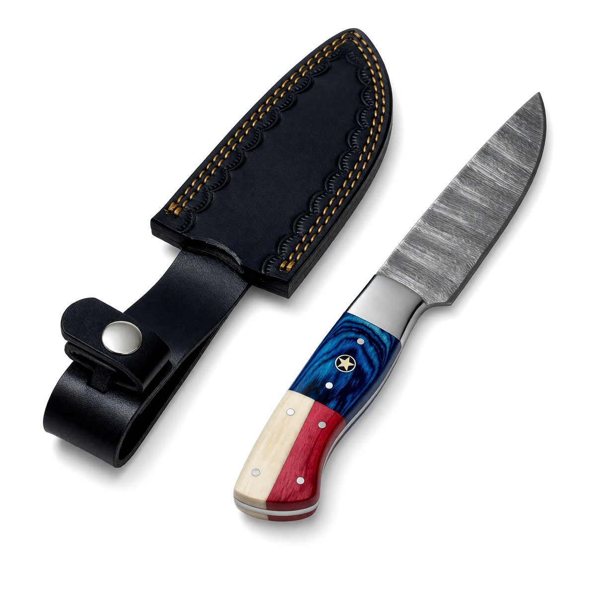 Damascus Steel Steak Knife with Texas Handle – AB-00252