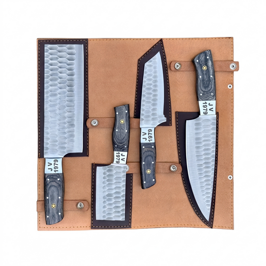 Stainless Steel Chef Knife Set with Black Wooden Handle – AB-00222