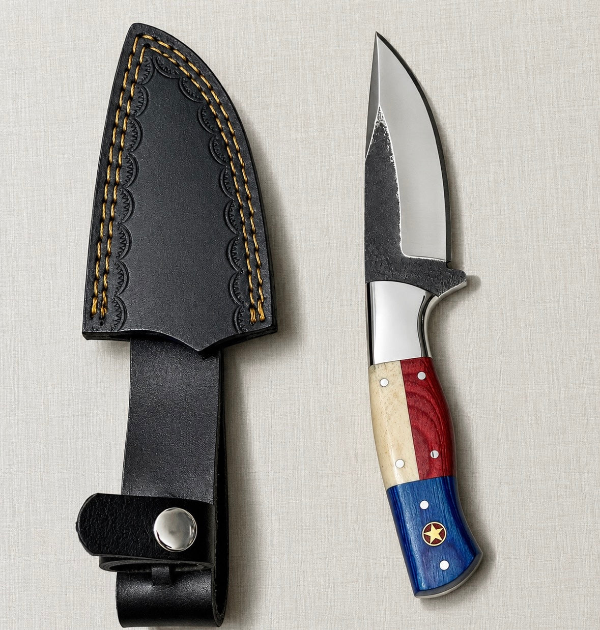 Handmade Stainless Steel EDC Hunting Skinner Knife with Texas Handle – AB-00228