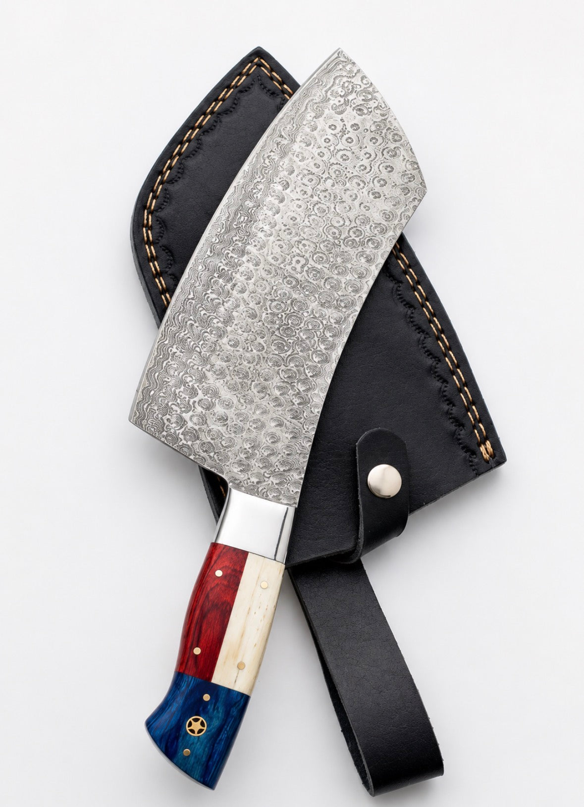 Handmade Damascus Steel Meat Cleaver with Texas Handle – AB-00240