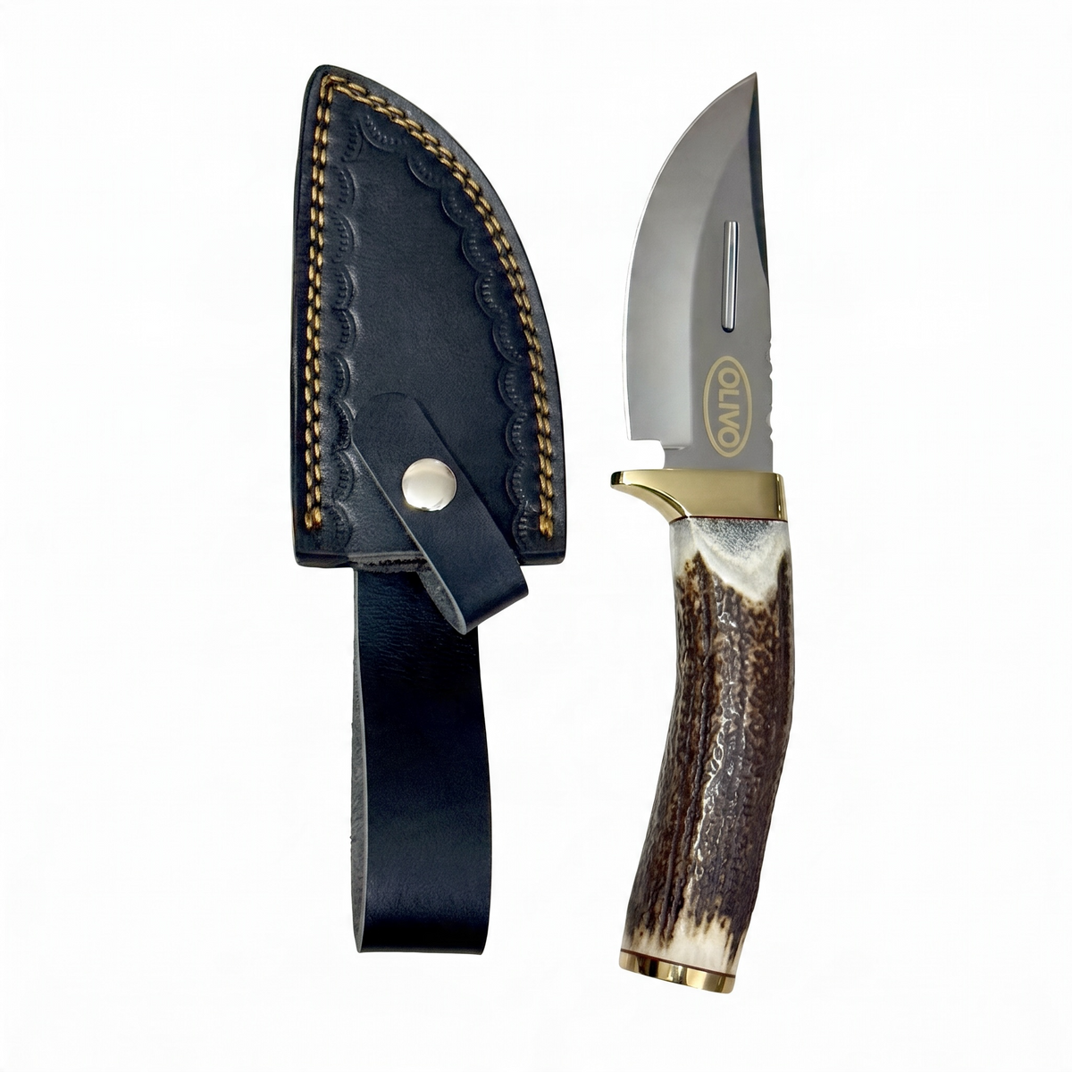 Stainless Steel EDC Hunting Skinner Knife With Stag Antler Handle & Custom Engraving – AB-00257